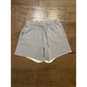 Tna Aritzia Cozy AF Fleece‎ Shorts Heather Grey High Waisted Raw Hem XS